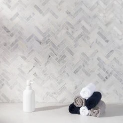 Oriental Sculpture Herringbone 12 in. x 12 in. x 8 mm Marble Mosaic Floor and Wall Tile by Ivy Hill Tile -Ivy Hill Tile Sales asian statuary ivy hill tile marble tile ext3rd100228 1f 1000