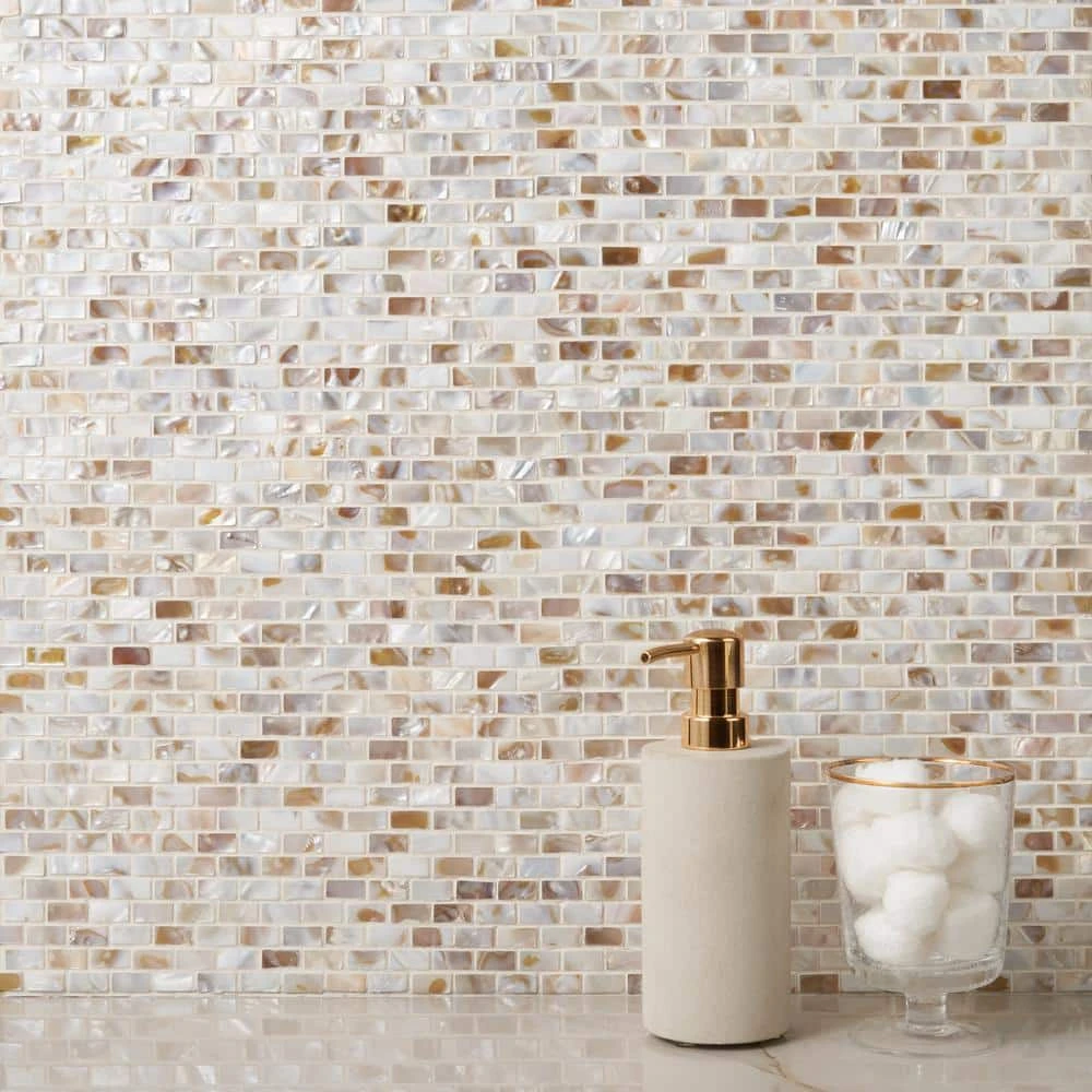 Baroque Pearls Mini Brick 12 in. x 12 in. Pearl Glass Mosaic Floor and Wall Tile by Ivy Hill Tile 4 Baroque Pearls Mini Brick 12 in. x 12 in. Pearl Glass Mosaic Floor and Wall Tile by Ivy Hill Tile - Image 2