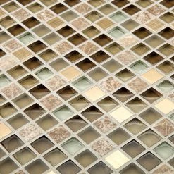 Warm Topaz Beige/Cream 11.75 in. x 11.75 in. Glass Mosaic Tile (9.588 sq. ft./Case) by Jeffrey Court -Ivy Hill Tile Sales beige cream jeffrey court glass tile 99414 1d 1000