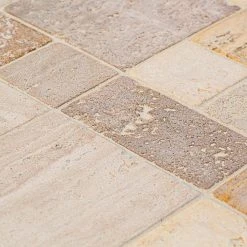 Brick Medley Beige 11.875 in. x 11.875 in. Honed Travertine Wall and Floor Mosaic Tile (0.979 sq. ft./Each) by Jeffrey Court -Ivy Hill Tile Sales beige cream jeffrey court mosaic tile 99036 1d 1000