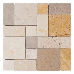 Brick Medley Beige 11.875 in. x 11.875 in. Honed Travertine Wall and Floor Mosaic Tile (0.979 sq. ft./Each) by Jeffrey Court
