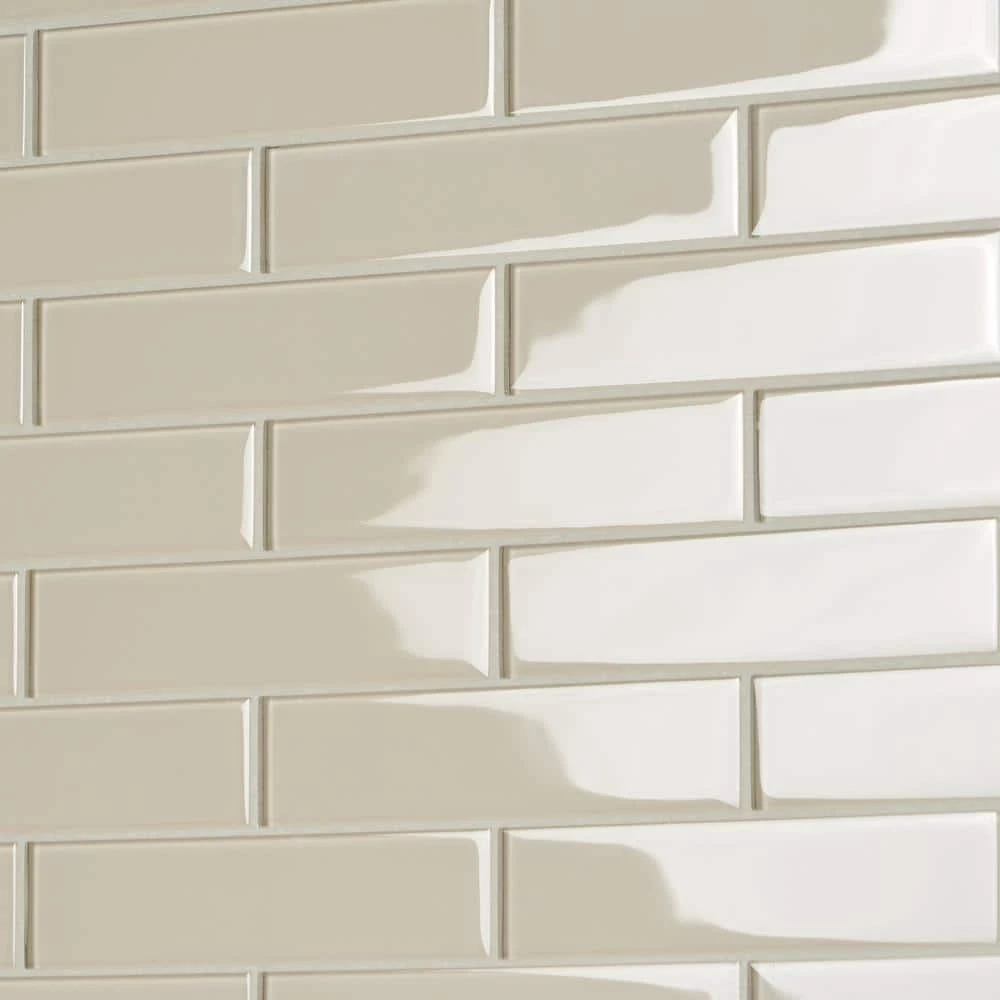 Contempo Beige 2 in. x 8 in. x 8mm Polished Glass Floor and Wall Tile (36 pieces 4 sq.ft./Box) by Ivy Hill Tile 5 Contempo Beige 2 in. x 8 in. x 8mm Polished Glass Floor and Wall Tile (36 pieces 4 sq.ft./Box) by Ivy Hill Tile - Image 3