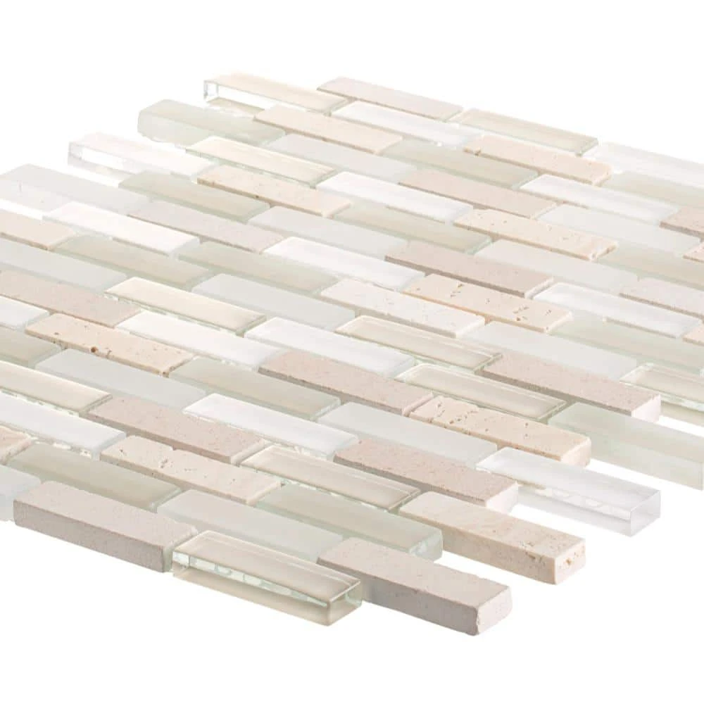 Cottage Ridge Mini Brick Beige 9.75 in. x 12 in. Interlocking Glass/Travertine Mosaic Tile (8.12 sq. ft./Case) by Jeffrey Court 5 Cottage Ridge Mini Brick Beige 9.75 in. x 12 in. Interlocking Glass/Travertine Mosaic Tile (8.12 sq. ft./Case) by Jeffrey Court - Image 3