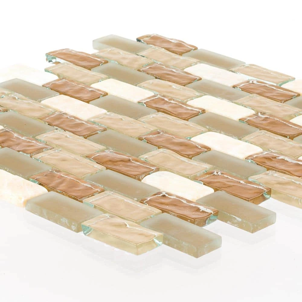 Honey Onyx Brick Beige 11.625 in. x 11.625 in. Interlocking Mixed Glass and Onyx Wall Mosaic Tile (9.38 sq. ft./Case) by Jeffrey Court 5 Honey Onyx Brick Beige 11.625 in. x 11.625 in. Interlocking Mixed Glass and Onyx Wall Mosaic Tile (9.38 sq. ft./Case) by Jeffrey Court - Image 3