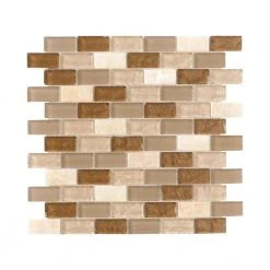 Honey Onyx Brick Beige 11.625 in. x 11.625 in. Interlocking Mixed Glass and Onyx Wall Mosaic Tile (9.38 sq. ft./Case) by Jeffrey Court