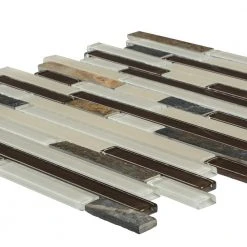 Slate Beach Beige/Cream 11.625 in. x 11.625 in. Interlocking Gloss/Matte Glass and Slate Mosaic Tile (14.07 sq.ft./Case) by Jeffrey Court -Ivy Hill Tile Sales beige jeffrey court glass tile 99496 40 1000