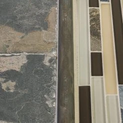 Slate Beach Beige/Cream 11.625 in. x 11.625 in. Interlocking Gloss/Matte Glass and Slate Mosaic Tile (14.07 sq.ft./Case) by Jeffrey Court -Ivy Hill Tile Sales beige jeffrey court glass tile 99496 a0 1000