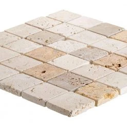 Travertine Medley 12 in. x 12 in. Cream/ Taupe Honed Travertine Wall and Floor Mosaic Tile (1 Sq.Ft./Each) by Jeffrey Court -Ivy Hill Tile Sales beige jeffrey court mosaic tile 83016 a0 1000