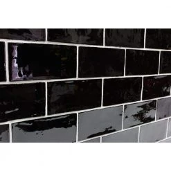 Catalina Black 3 in. x 6 in. Polished Ceramic Subway Wall Tile (5.38 sq.ft./case) by Ivy Hill Tile 13 Catalina Black 3 in. x 6 in. Polished Ceramic Subway Wall Tile (5.38 sq.ft./case) by Ivy Hill Tile -Ivy Hill Tile Sales black ivy hill tile ceramic tile ext3rd101722 1f 1000