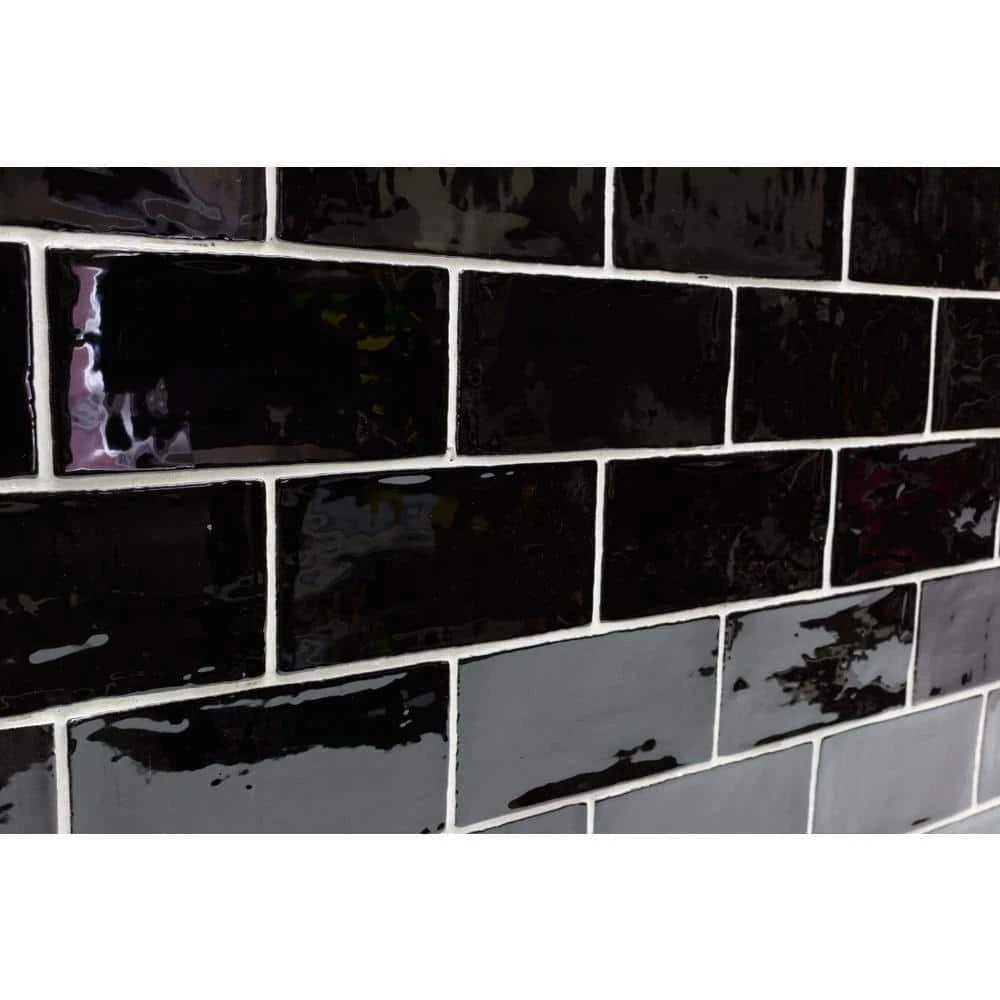 Catalina Black 3 in. x 6 in. Polished Ceramic Subway Wall Tile (5.38 sq.ft./case) by Ivy Hill Tile 7 Catalina Black 3 in. x 6 in. Polished Ceramic Subway Wall Tile (5.38 sq.ft./case) by Ivy Hill Tile - Image 5