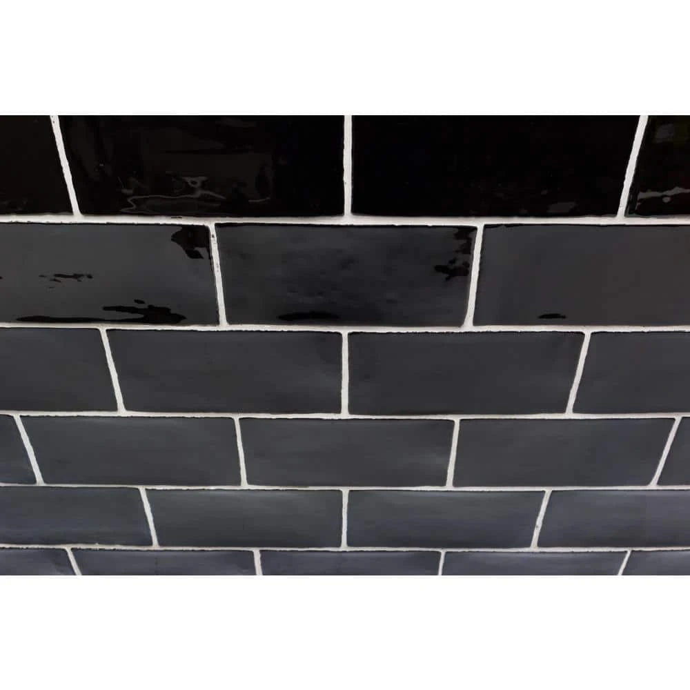 Catalina Black 3 in. x 6 in. Polished Ceramic Subway Wall Tile (5.38 sq.ft./case) by Ivy Hill Tile 8 Catalina Black 3 in. x 6 in. Polished Ceramic Subway Wall Tile (5.38 sq.ft./case) by Ivy Hill Tile - Image 6
