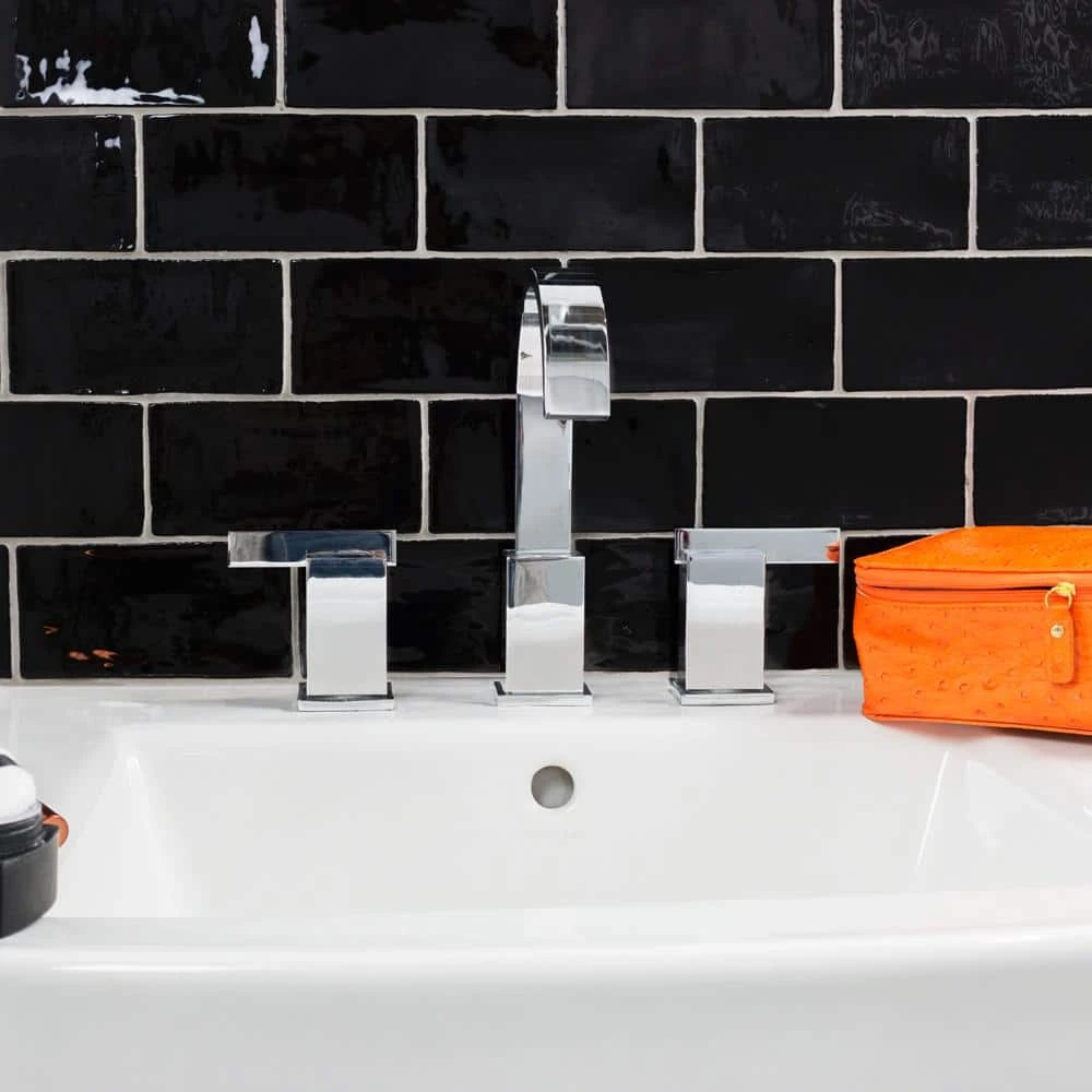 Catalina Black 3 in. x 6 in. Polished Ceramic Subway Wall Tile (5.38 sq.ft./case) by Ivy Hill Tile 4 Catalina Black 3 in. x 6 in. Polished Ceramic Subway Wall Tile (5.38 sq.ft./case) by Ivy Hill Tile - Image 2