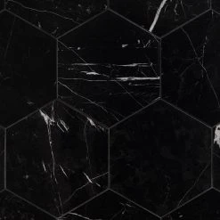 Blackout Hexagon Nero Marquina 10 in. x 10 in. Marble Floor and Wall Tile (6 sq. ft./Case) by Ivy Hill Tile -Ivy Hill Tile Sales black ivy hill tile marble tile ext3rd105090 44 1000