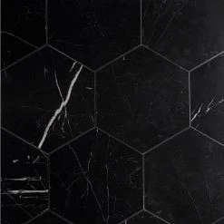 Blackout Hexagon Nero Marquina 10 in. x 10 in. Marble Floor and Wall Tile (6 sq. ft./Case) by Ivy Hill Tile -Ivy Hill Tile Sales black ivy hill tile marble tile ext3rd105090 76 1000