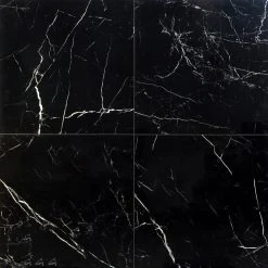 Marmo Black 23.62 in. x 23.62 in. Polished Marble Look Porcelain Floor and Wall Tile (15.49 sq. ft./Case) by Ivy Hill Tile