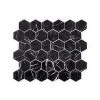 Hollow 2 in. Hex Black 12.375 in. x 10.75 in. Hexagon Gloss Glass Mosaic Wall Tile (18.47 sq. ft./Case) by Jeffrey Court