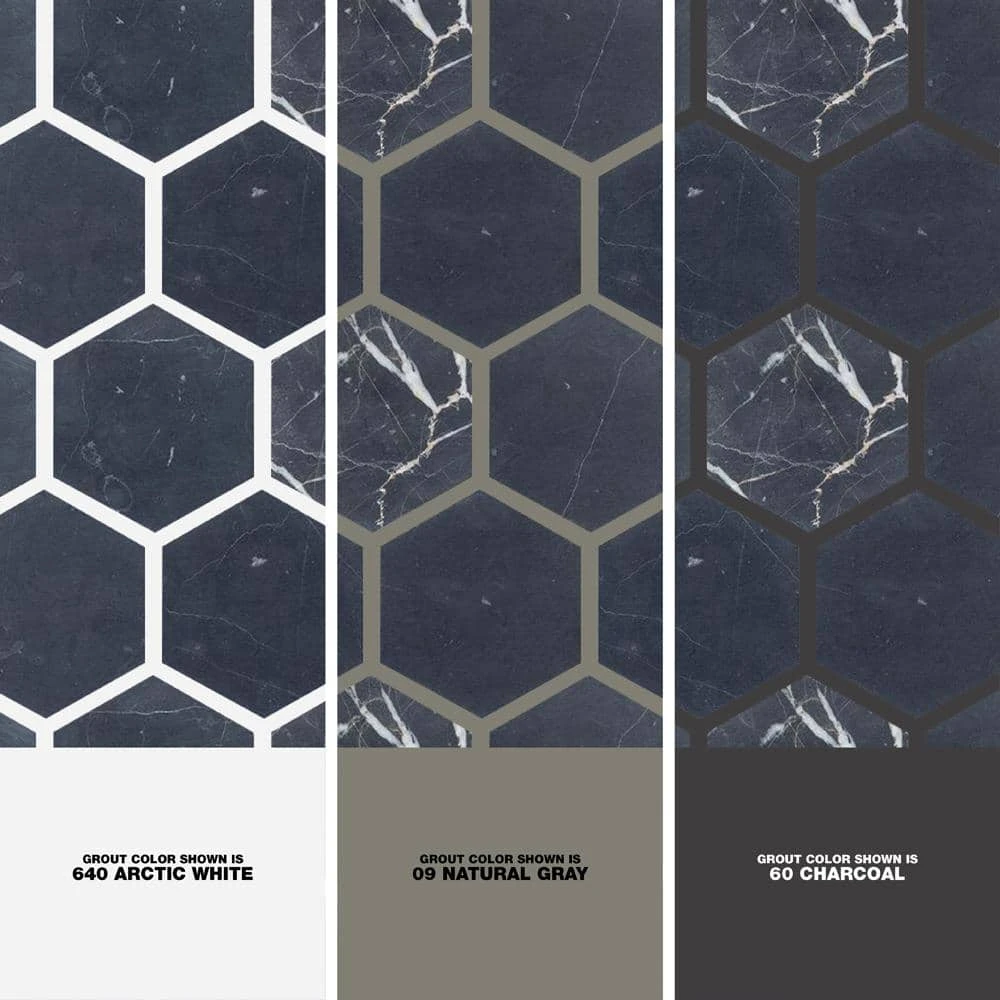 Midnight Hex Black 10.875 in. x 9.5 in. Honed Marble Wall and Floor Mosaic Tile (0.717 sq. ft./Each) by Jeffrey Court 6 Midnight Hex Black 10.875 in. x 9.5 in. Honed Marble Wall and Floor Mosaic Tile (0.717 sq. ft./Each) by Jeffrey Court - Image 4