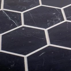 Midnight Hex Black 10.875 in. x 9.5 in. Honed Marble Wall and Floor Mosaic Tile (0.717 sq. ft./Each) by Jeffrey Court 11 Midnight Hex Black 10.875 in. x 9.5 in. Honed Marble Wall and Floor Mosaic Tile (0.717 sq. ft./Each) by Jeffrey Court -Ivy Hill Tile Sales black jeffrey court marble tile 95878 fa 1000