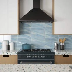 Orbit Blue 4 in. x 16 in. Linear Glossy Glass Wall Tile (17.76 sq.ft./Case) by Jeffrey Court -Ivy Hill Tile Sales blue jeffrey court glass tile 13012 31 1000