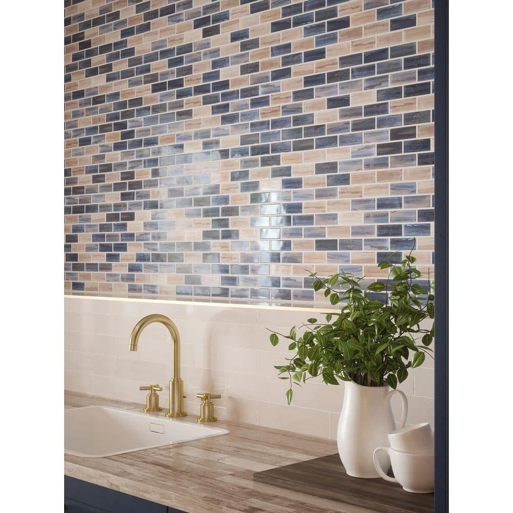 New Moon Blue 11.875 in. x 11.625 in. Interlocking Glossy Glass Mosaic Tile (0.958 sq. ft./Each) by Jeffrey Court 9 New Moon Blue 11.875 in. x 11.625 in. Interlocking Glossy Glass Mosaic Tile (0.958 sq. ft./Each) by Jeffrey Court - Image 7