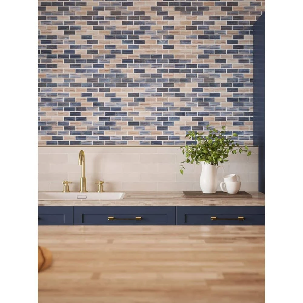 New Moon Blue 11.875 in. x 11.625 in. Interlocking Glossy Glass Mosaic Tile (0.958 sq. ft./Each) by Jeffrey Court 8 New Moon Blue 11.875 in. x 11.625 in. Interlocking Glossy Glass Mosaic Tile (0.958 sq. ft./Each) by Jeffrey Court - Image 6