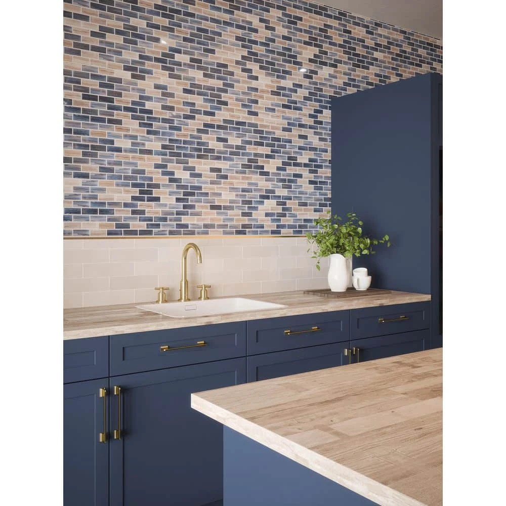 New Moon Blue 11.875 in. x 11.625 in. Interlocking Glossy Glass Mosaic Tile (14.38 sq. ft./Case) by Jeffrey Court 4 New Moon Blue 11.875 in. x 11.625 in. Interlocking Glossy Glass Mosaic Tile (14.38 sq. ft./Case) by Jeffrey Court - Image 2