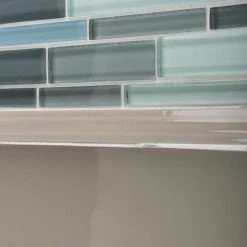 Stratosphere Blue Pencil 12.875 in. x 12.375 in. Interlocking Glossy Glass Mosaic Tile (11.06 sq. ft./Case) by Jeffrey Court -Ivy Hill Tile Sales blue jeffrey court glass tile 99148 a0 1000