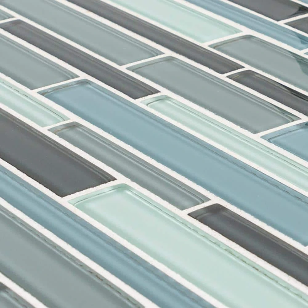 Stratosphere Blue Pencil 12.375 in. x 12.875 in. Interlocking Glossy Glass Mosaic Tile (1.106 sq. ft./Each) by Jeffrey Court 8 Stratosphere Blue Pencil 12.375 in. x 12.875 in. Interlocking Glossy Glass Mosaic Tile (1.106 sq. ft./Each) by Jeffrey Court - Image 6