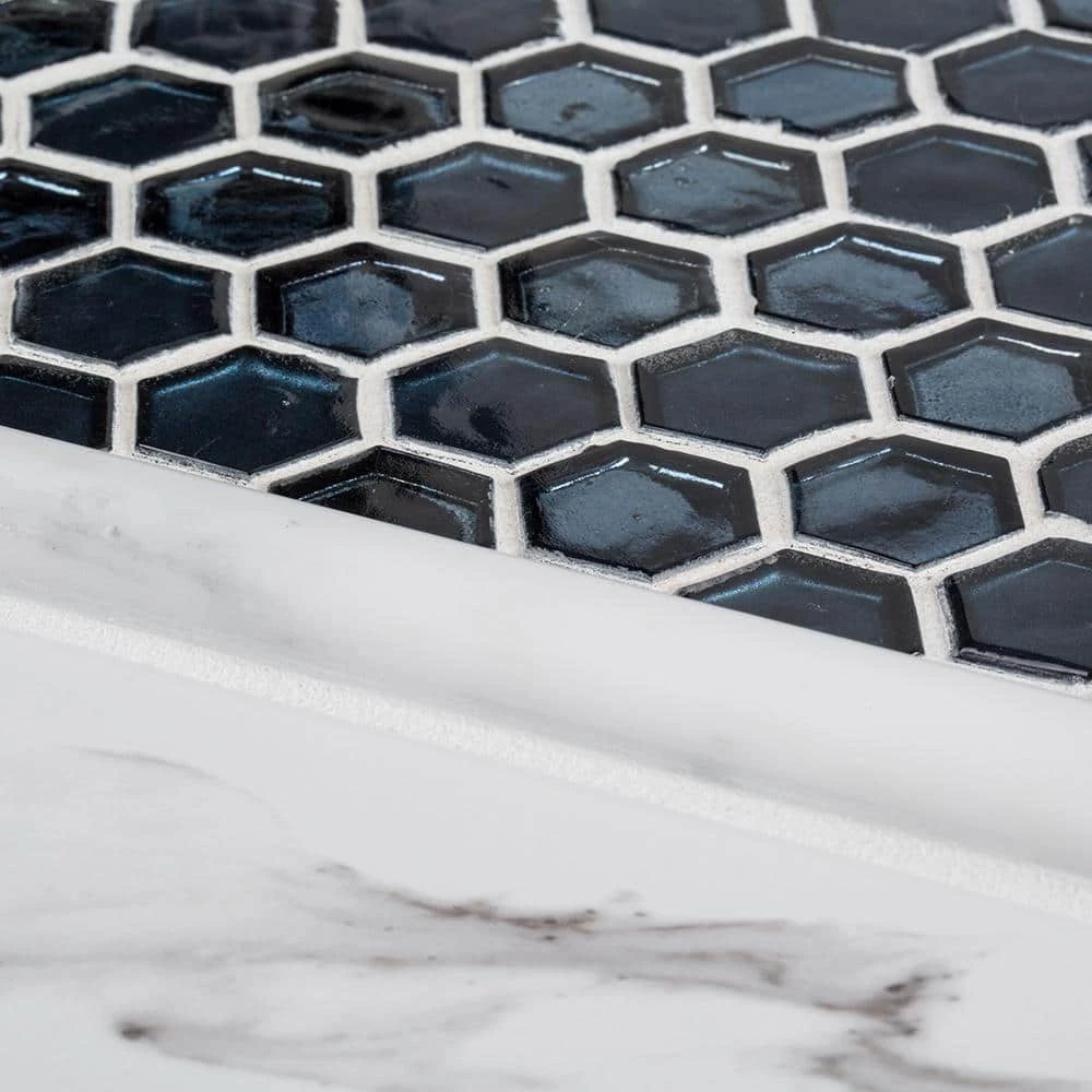 Mermaid Lagoon Blue 11.375 in. x 10.875 in. Hexagon Gloss Glass Wall Mosaic Tile (12.88 sq. ft./Case) by Jeffrey Court 6 Mermaid Lagoon Blue 11.375 in. x 10.875 in. Hexagon Gloss Glass Wall Mosaic Tile (12.88 sq. ft./Case) by Jeffrey Court - Image 4