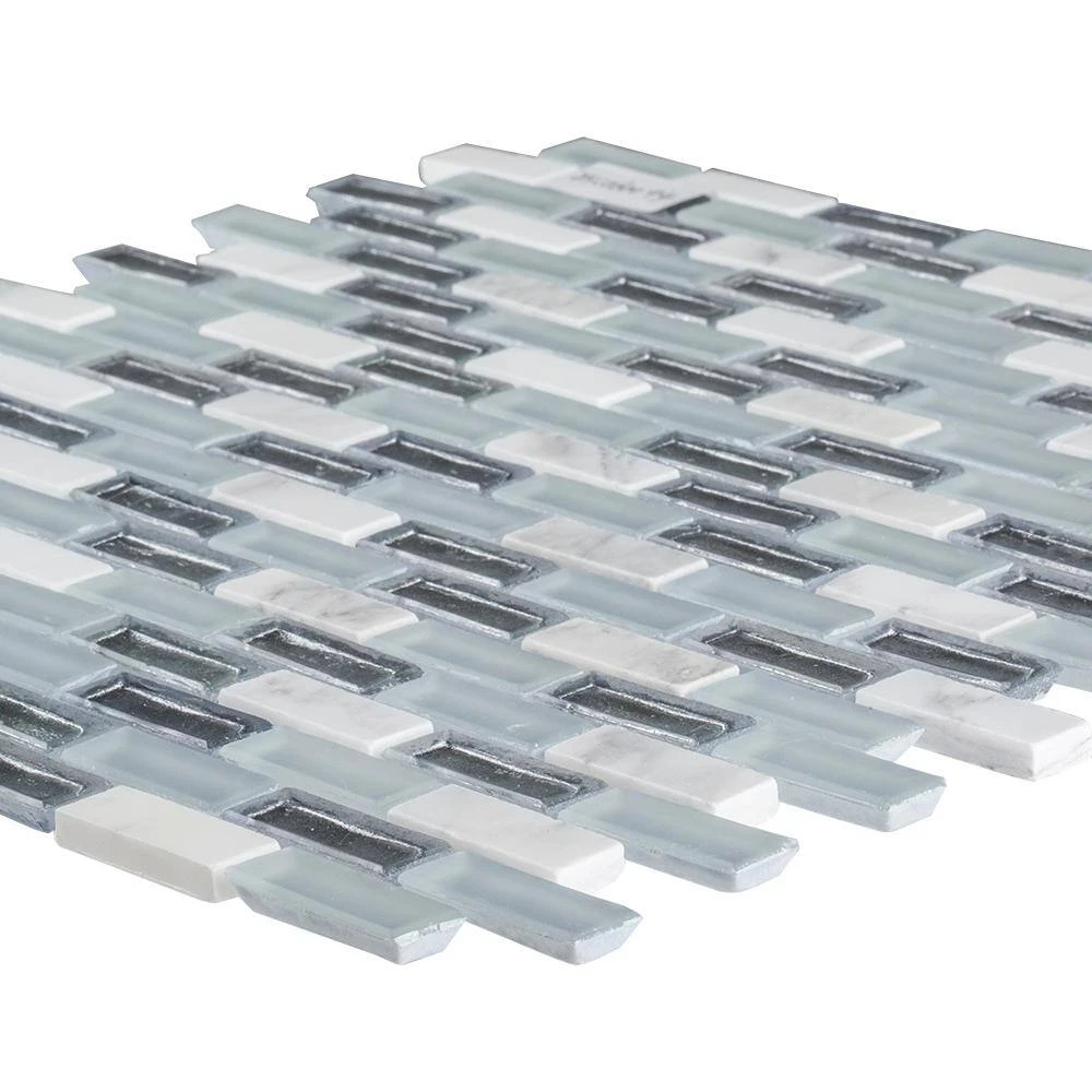 Alaskan Chill Blue 11.5 in. x 11.625 in. Interlocking Mixed Glass and Stone Mosaic Tile (14.83 sq. ft./Case) by Jeffrey Court 5 Alaskan Chill Blue 11.5 in. x 11.625 in. Interlocking Mixed Glass and Stone Mosaic Tile (14.83 sq. ft./Case) by Jeffrey Court - Image 3