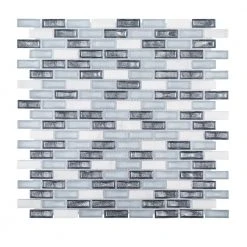 Alaskan Chill Blue 11.5 in. x 11.625 in. Interlocking Mixed Glass and Stone Mosaic Tile (14.83 sq. ft./Case) by Jeffrey Court