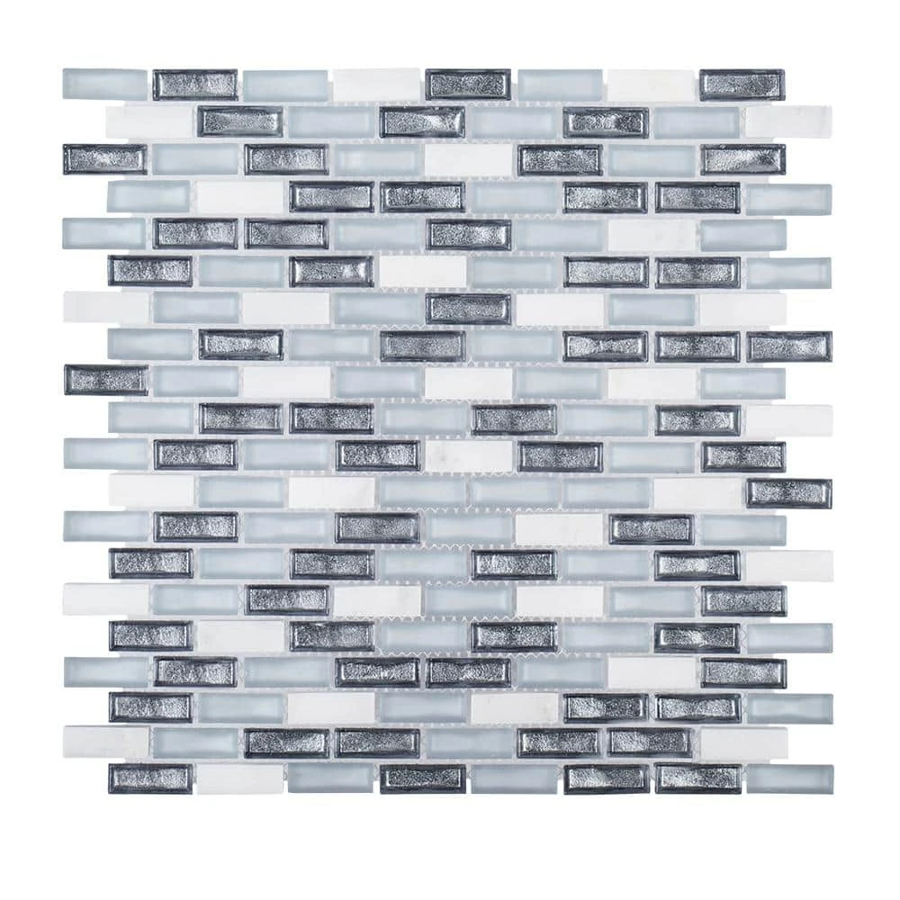 Alaskan Chill Blue 11.5 in. x 11.625 in. Interlocking Mixed Glass and Stone Mosaic Tile (14.83 sq. ft./Case) by Jeffrey Court 3 Alaskan Chill Blue 11.5 in. x 11.625 in. Interlocking Mixed Glass and Stone Mosaic Tile (14.83 sq. ft./Case) by Jeffrey Court