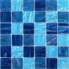 Aqua Blue Ocean Mesh-Mounted Squares 11-3/4 in. x 11-3/4 in. Glass Mosaic Tile by Ivy Hill Tile -Ivy Hill Tile Sales blue polished ivy hill tile glass tile ext3rd104493 64 1000