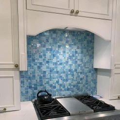 Aqua Blue Sky French Pattern 11.62 in. x 11-3/4 in. x 5 mm Glass Mosaic Tile by Ivy Hill Tile -Ivy Hill Tile Sales blue sky ivy hill tile glass tile ext3rd104496 1f 1000