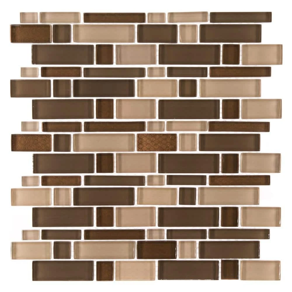 Heritage Cold Pencil Brown 11 in. x 11.75 in. Interlocking Gloss Glass Wall Mosaic Tile (8.97 sq. ft./Case) by Jeffrey Court 3 Heritage Cold Pencil Brown 11 in. x 11.75 in. Interlocking Gloss Glass Wall Mosaic Tile (8.97 sq. ft./Case) by Jeffrey Court
