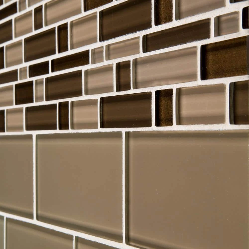 Heritage Cold Pencil Brown 11 in. x 11.75 in. Interlocking Gloss Glass Wall Mosaic Tile (8.97 sq. ft./Case) by Jeffrey Court 6 Heritage Cold Pencil Brown 11 in. x 11.75 in. Interlocking Gloss Glass Wall Mosaic Tile (8.97 sq. ft./Case) by Jeffrey Court - Image 4