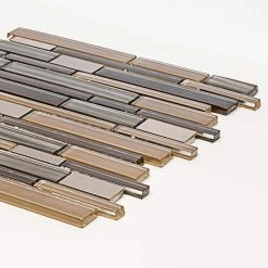Gold Drop Brown 10.75 in. x 11.75 in. Interlocking Gloss Glass and Matte Metal Mosaic Tile (8.77 sq. ft./Case) by Jeffrey Court -Ivy Hill Tile Sales brown jeffrey court glass tile 99795 40 1000