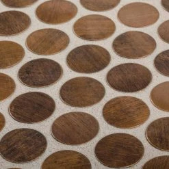 Copper Pennies Brown 11.875 in. x 11.625 in. Penny Round Brushed Metal Mosaic Tile (9.587 sq. ft./Case) by Jeffrey Court -Ivy Hill Tile Sales browns tan jeffrey court metal tile 99285 1d 1000