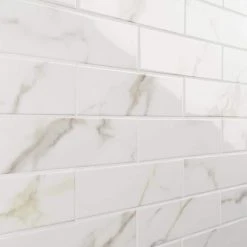 Santorini Calacatta White 2.95 in. x 11.81 in. Polished Ceramic Wall Tile (5.38 sq. ft./Case) by Ivy Hill Tile -Ivy Hill Tile Sales calacatta ivy hill tile ceramic tile ext3rd108048 c3 1000