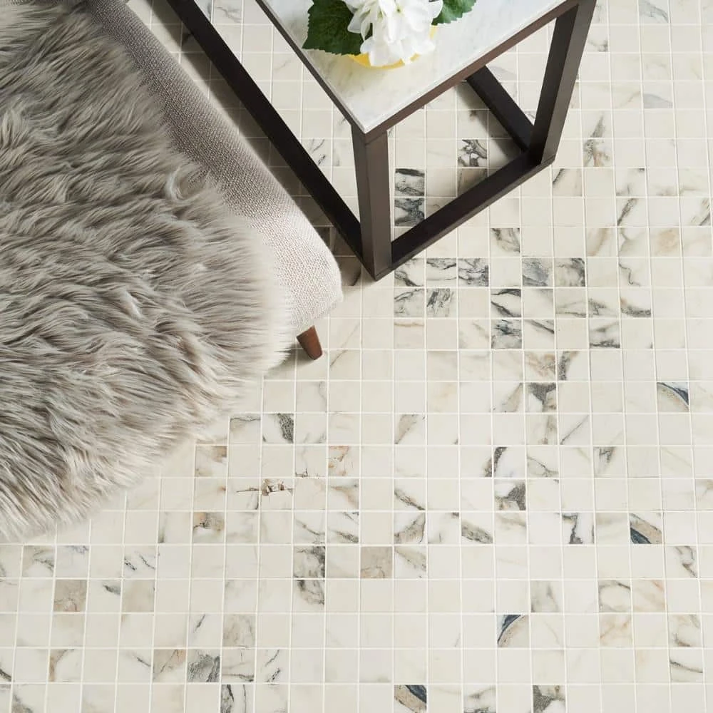 Saroshi Calacatta Rustico 11.81 in. x 11.81 in. Matte Porcelain Floor and Wall Mosaic Tile (0.96 sq. ft./Each) by Ivy Hill Tile 4 Saroshi Calacatta Rustico 11.81 in. x 11.81 in. Matte Porcelain Floor and Wall Mosaic Tile (0.96 sq. ft./Each) by Ivy Hill Tile - Image 2
