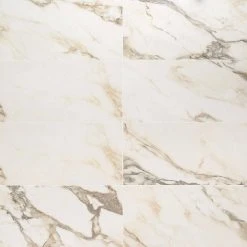Saroshi Calacatta Rustico 11.81 in. x 23.62 in. Polished Marble Look Porcelain Floor and Wall Tile (9.68 sq. ft. /Case) by Ivy Hill Tile