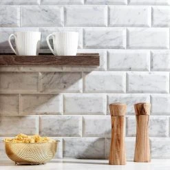 White Carrara Beveled 3 in. x 6 in. x 9mm Polished Marble Subway Tile (40 pieces / 5 sq. ft. / box) by Ivy Hill Tile 16 White Carrara Beveled 3 in. x 6 in. x 9mm Polished Marble Subway Tile (40 pieces / 5 sq. ft. / box) by Ivy Hill Tile -Ivy Hill Tile Sales carrara ivy hill tile marble tile ext3rd100389 c3 1000