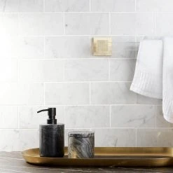 White Carrara 3 in. x 6 in. x 9mm Polished Marble Subway Tile (40 pieces / 5 sq. ft. / box) by Ivy Hill Tile -Ivy Hill Tile Sales carrara ivy hill tile marble tile ext3rd104819 a0 1000