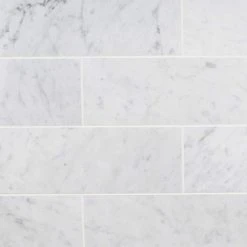 White Carrara 4 in. x 12 in. x 9mm Polished Marble Subway Tile (30 pieces / 10 sq. ft. / box) by Ivy Hill Tile