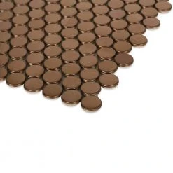 Copper Penny Round 12 in. x 12 in. x 8 mm Stainless Steel Metal Mosaic Wall Tile by Ivy Hill Tile -Ivy Hill Tile Sales copper ivy hill tile metal tile ext3rd101739 4f 1000
