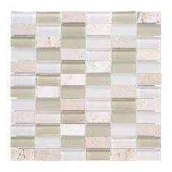 Cottage Ridge Cream 11.625 in. x 11.625 in. Mixed Glass Travertine and Glass Mosaic Tile (9.38 sq. ft./Case) by Jeffrey Court