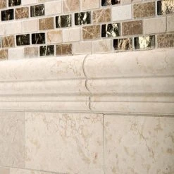 Molten 11.875 in. x 11.25 in. Interlocking Cream Glass/Cream and Emperador Marble Mosaic Tile (.927 sq. ft./Each) by Jeffrey Court -Ivy Hill Tile Sales cream jeffrey court glass tile 99481 66 1000