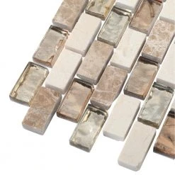 Molten 11.875 in. x 11.25 in. Interlocking Cream Glass/Cream and Emperador Marble Mosaic Tile (.927 sq. ft./Each) by Jeffrey Court -Ivy Hill Tile Sales cream jeffrey court glass tile 99481 a0 1000