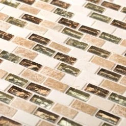 Molten 11.875 in. x 11.25 in. Interlocking Cream Glass/Cream and Emperador Marble Mosaic Tile (.927 sq. ft./Each) by Jeffrey Court -Ivy Hill Tile Sales cream jeffrey court glass tile 99481 c3 1000