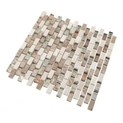 Molten 11.875 in. x 11.25 in. Interlocking Cream Glass/Cream and Emperador Marble Mosaic Tile (.927 sq. ft./Each) by Jeffrey Court -Ivy Hill Tile Sales cream jeffrey court glass tile 99481 fa 1000